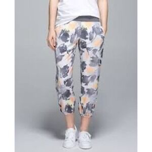 Lululemon Lab Abstract Floral Joggers Grey Yellow Orange High Rise Size 4